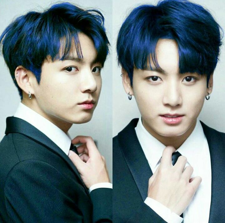 Jungkook with blue hair💎 | ARMY's Amino