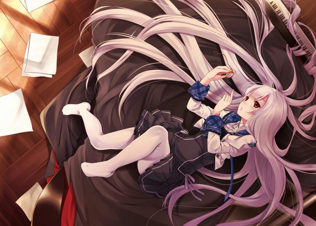 Anime girl with long white hair