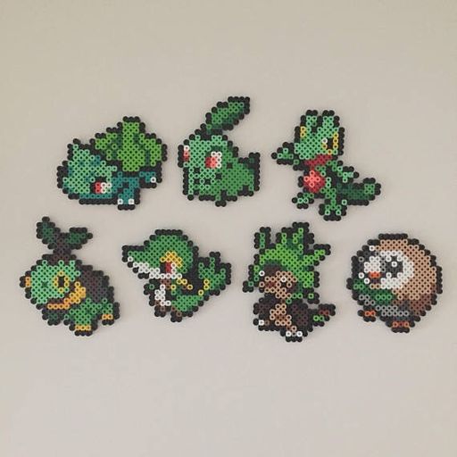 perler bead grass-type pokemon starters, first evolution, bulbasaur ...