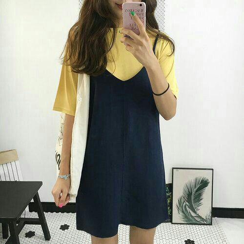 korean shirt under dress