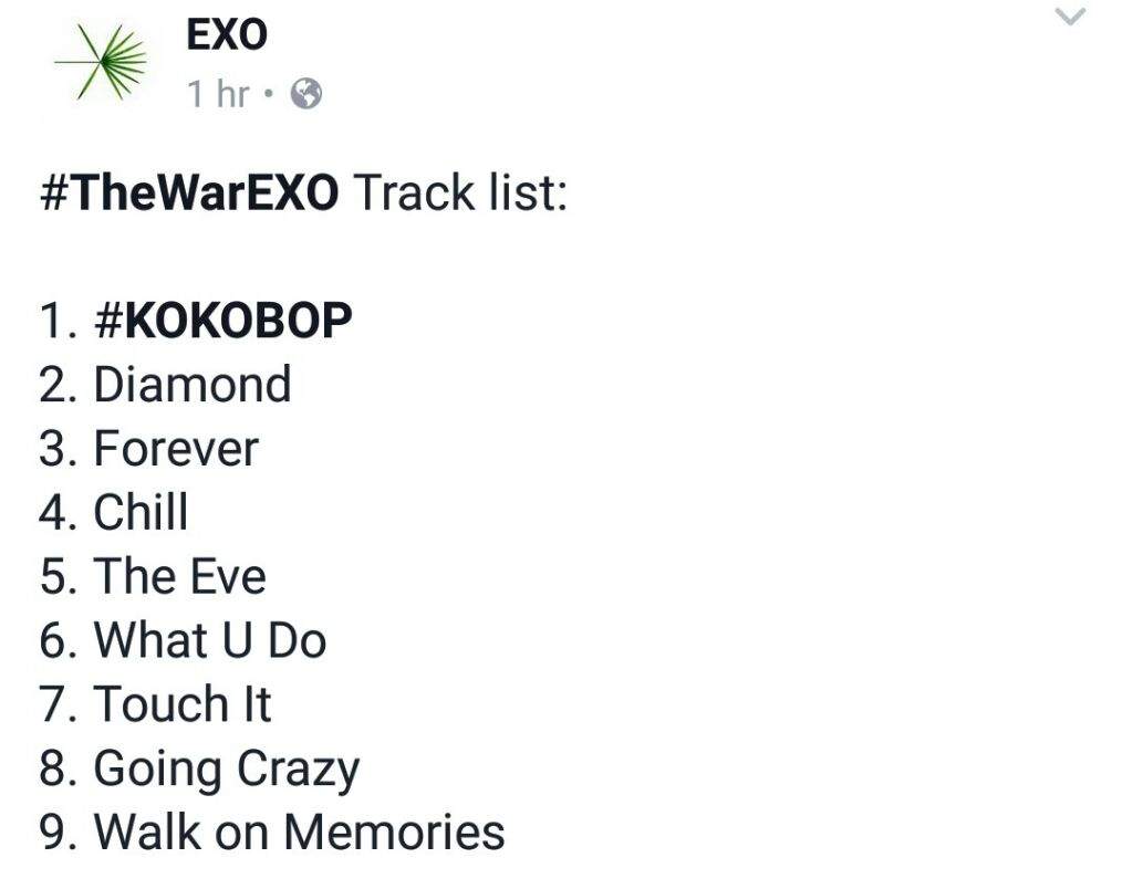 Track List For The War Exo L S Amino