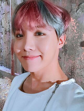 Hobi with pink and blue hair. | ARMY's Amino