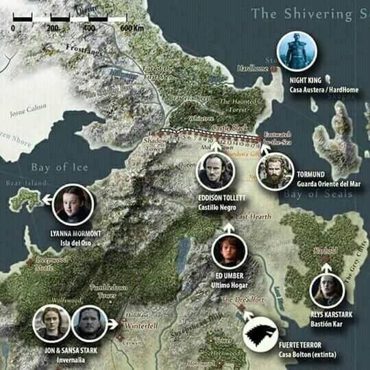 Mapa donde esta cada personaje, despues de la reunion de las casas del norte  | Game Of Thrones en Español Amino