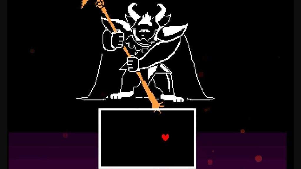 Asgore uses a long trident like weapon as his main attack source as well as...