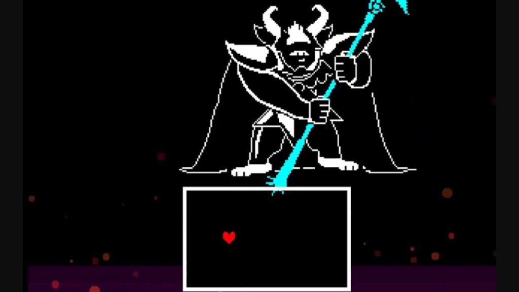 Asgore uses a long trident like weapon as his main attack source as well as...