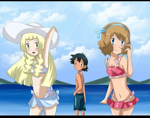 S & I know that Ash is looking at Serena because his Eyes pointing Left...