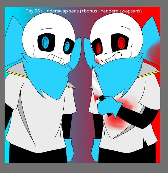 Day 06 : Underswap sans (+bonus : Yandere swap sans) | Undertale AUs Amino