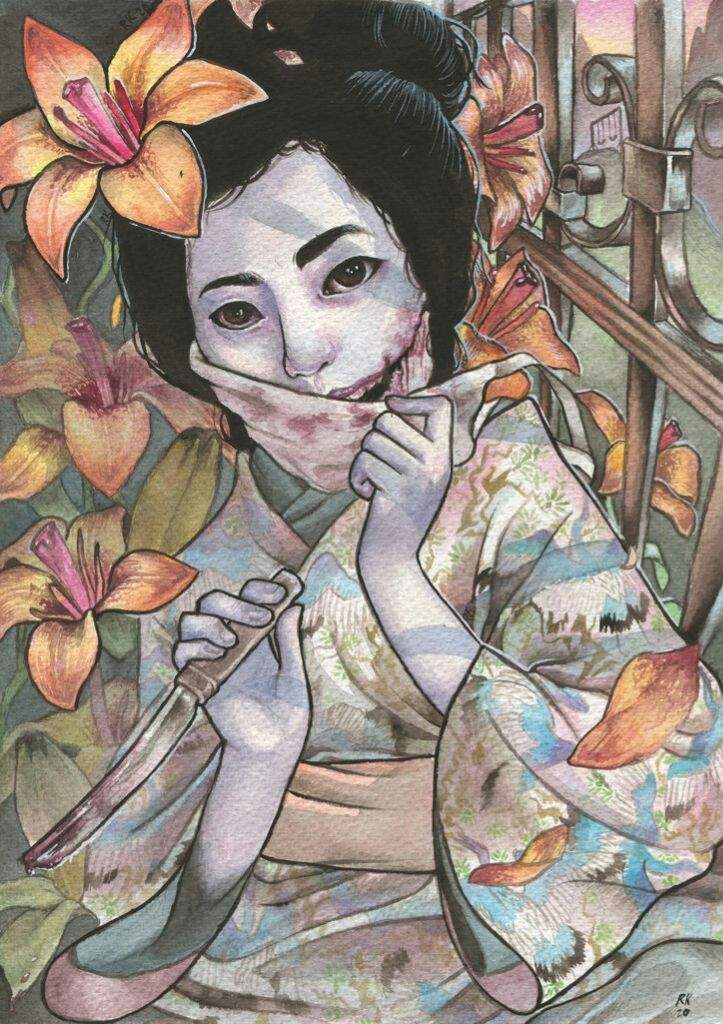 Kuchisakeonna[the Slitmouthed Woman](drawings) Wiki Urban Legends