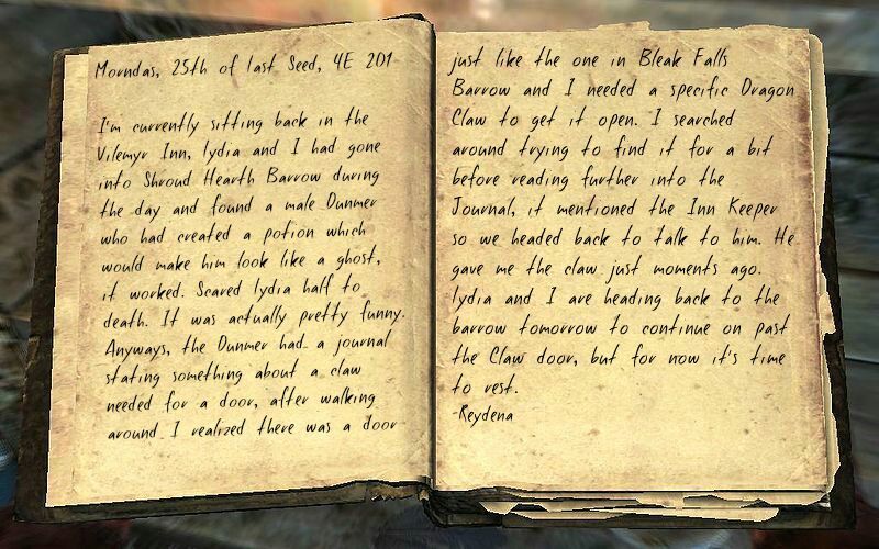 Reydena S Journal Entry 6 10 Tamriel Elder Scrolls Amino Amino