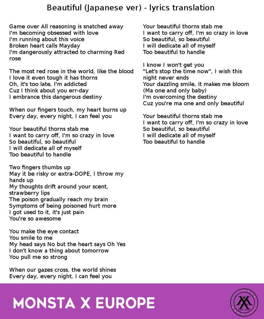 Translation Beautiful And Ready Or Not Japanese Ver Monbebe Amino