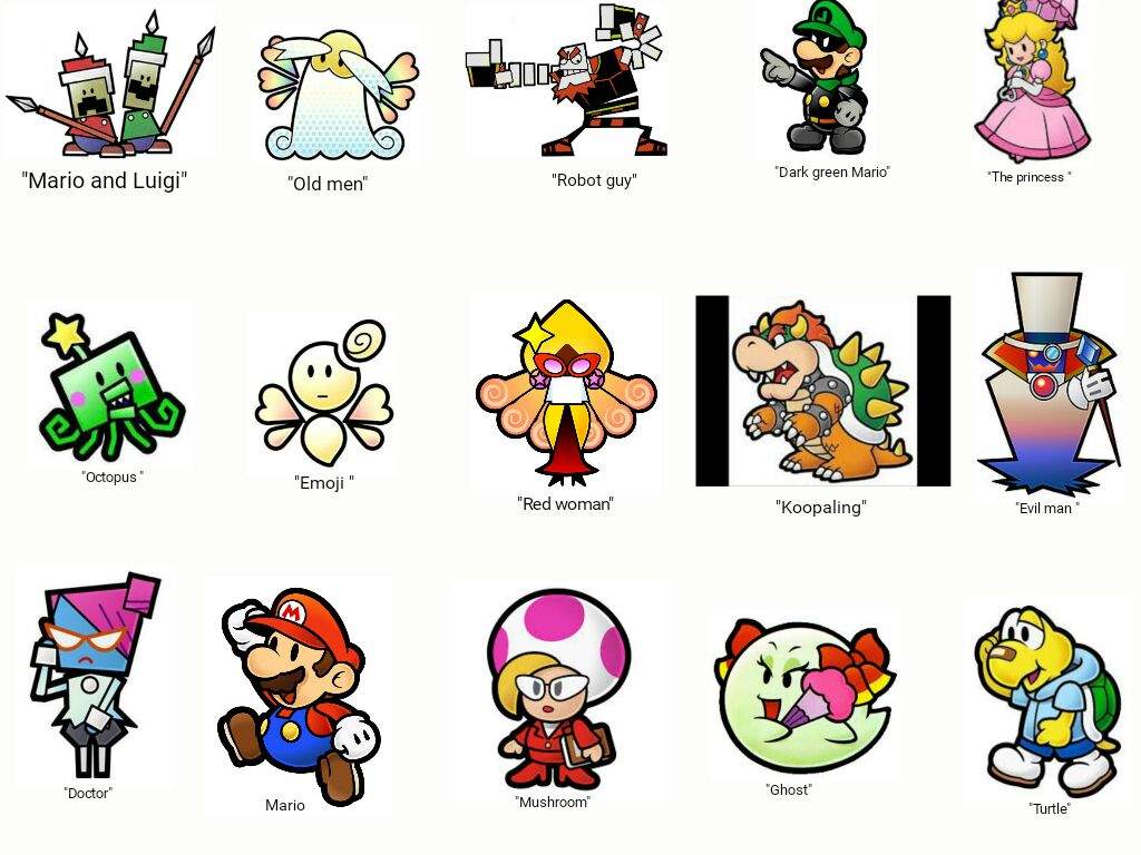 My mom was guessing paper mario characters.