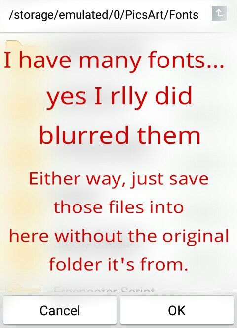 copy ttf files to picsart fonts