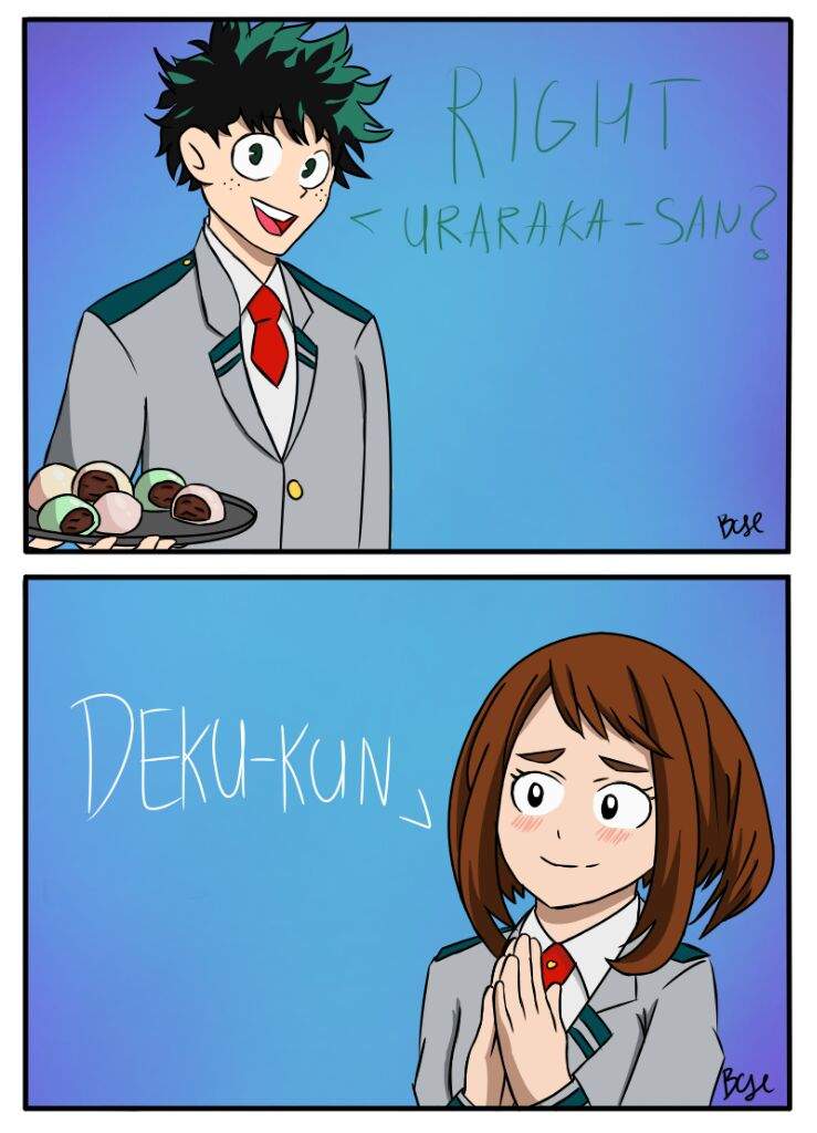 Izuku gives Ochako mochi | My Hero Academia Amino