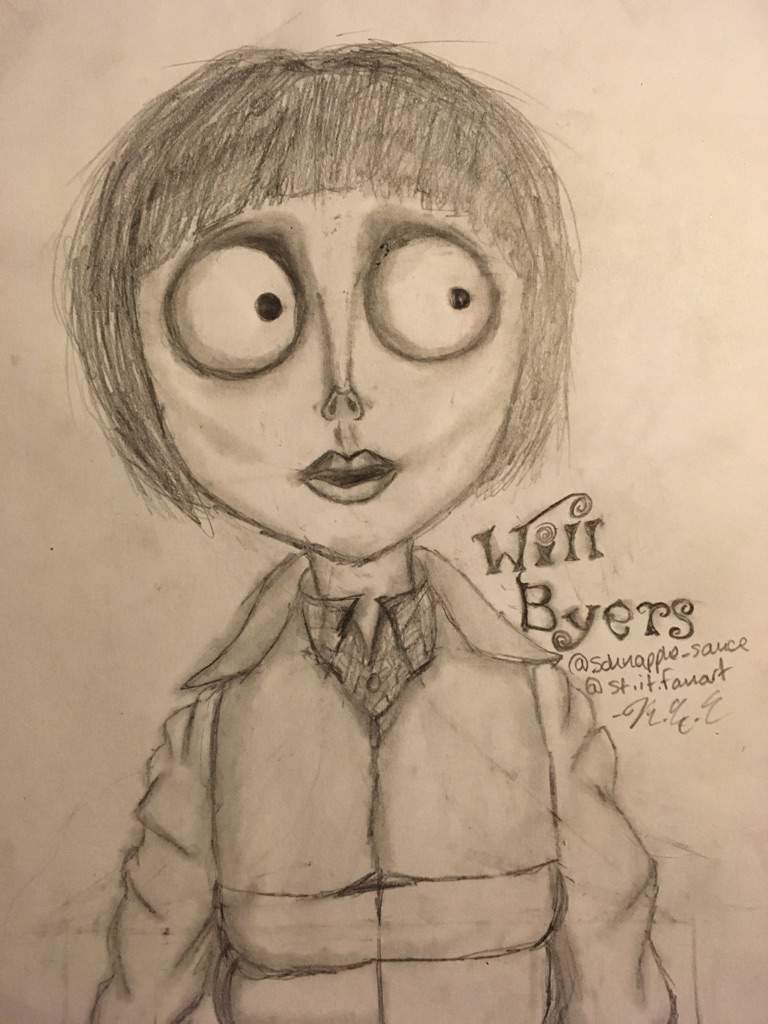 Tim Burton Style Will Byers Drawing! | Stranger Things Amino