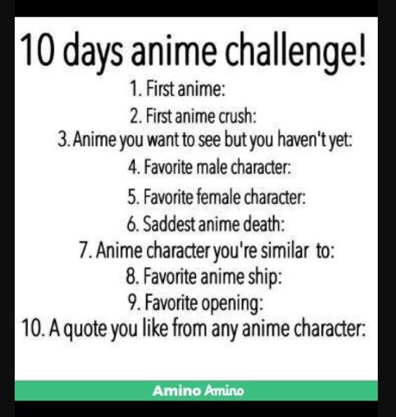 10 day anime challenge-Day 1 | Anime Amino