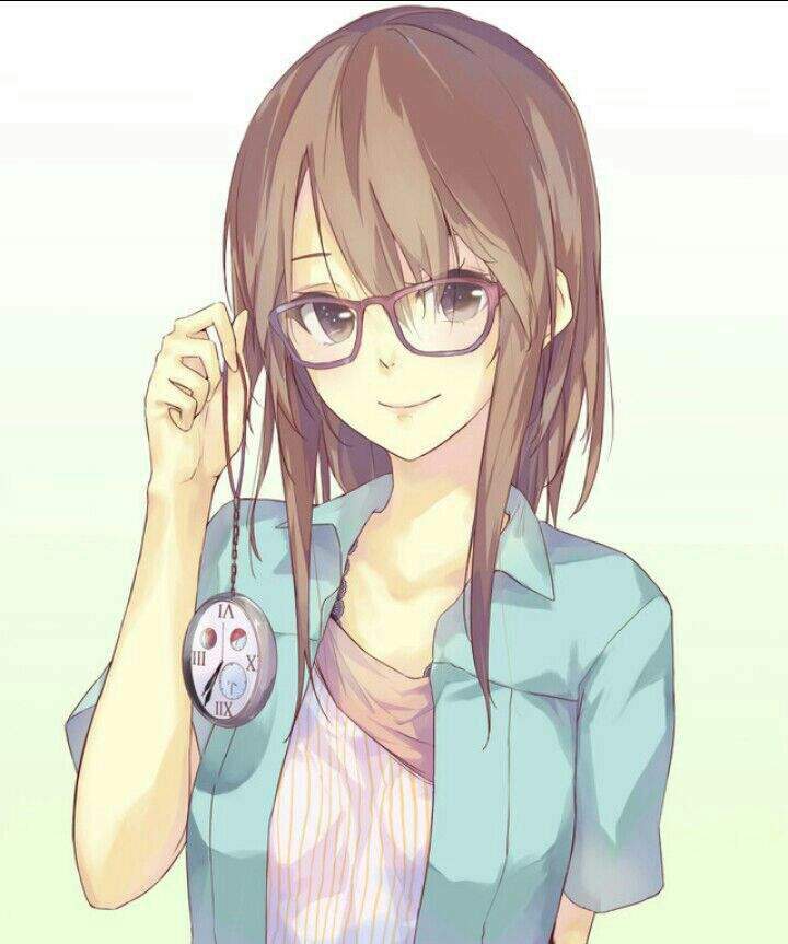 Anime girl with round glasses