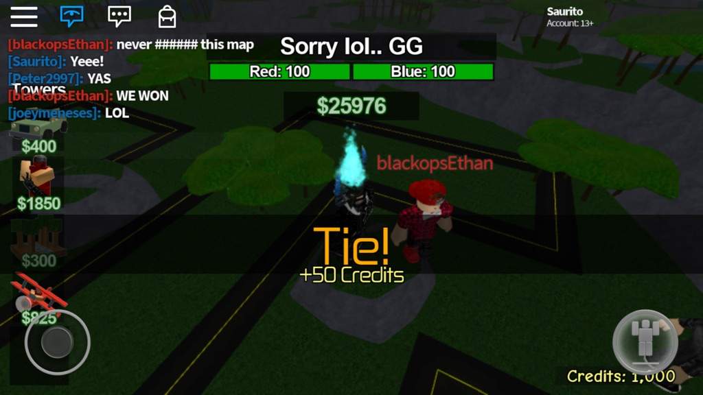 Beating Tower Battles Roblox Amino - blue vs red team battle roblox