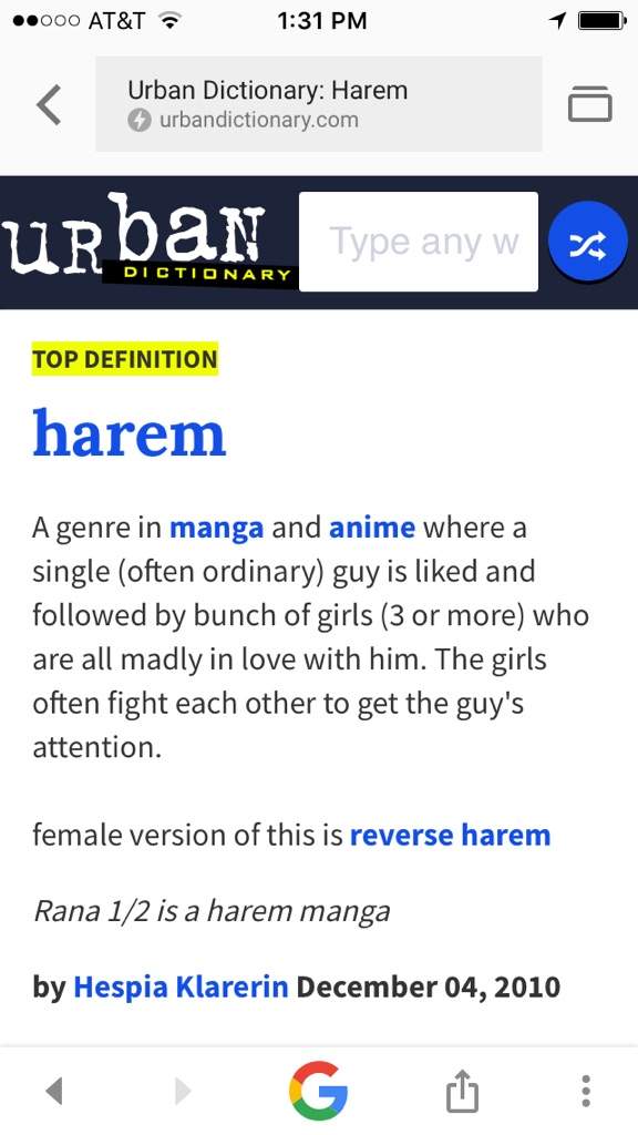 Harem Anime Urban Dictionary