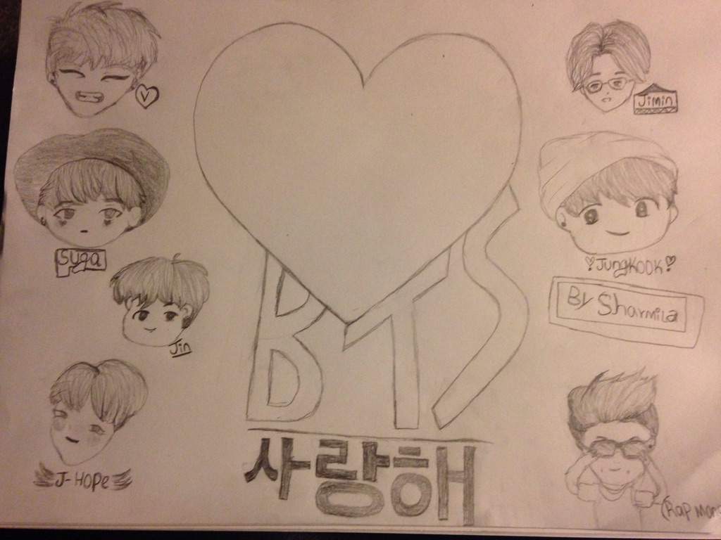 BTS anime drawing by me✌️(just trying) #pencil drawing | ARMY's Amino