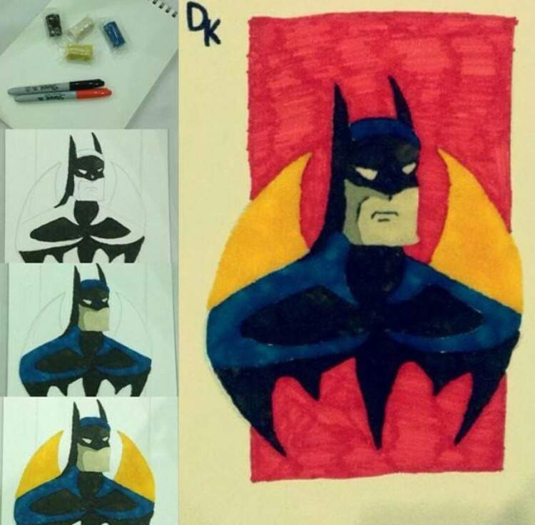 استخدام الصلصال واقلام الماركر لرسم شخصية باتمان 2015  الفن 