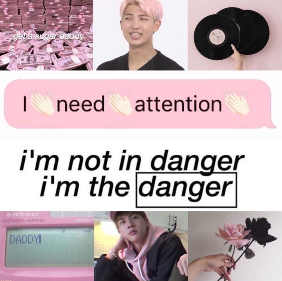 RAP MONSTER X JIN Pink Black Aesthetic Meme BTS Aesthetics Amino