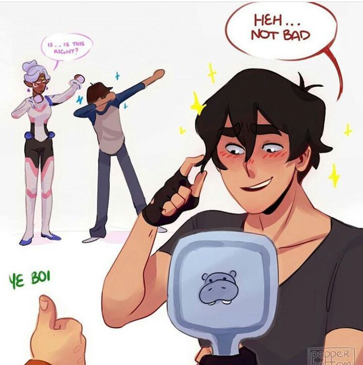 Keith gets his hair cut credits to: pepper bottom | Voltron Amino