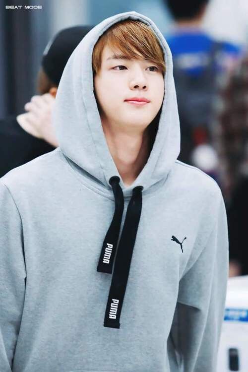 jin wearing hoodie