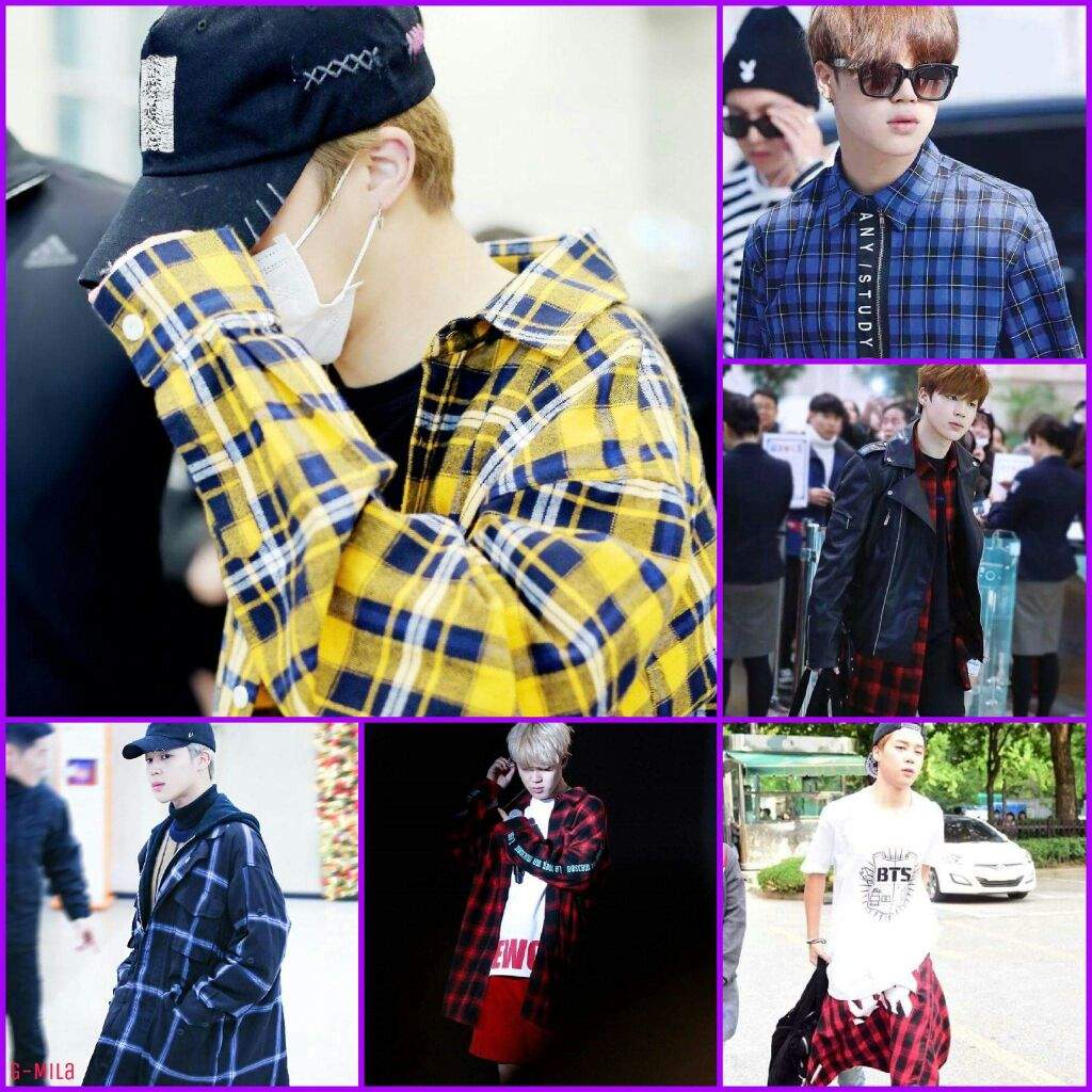 bts wearing plaid shirt