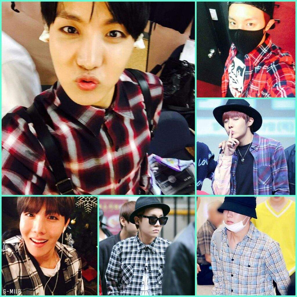 bts wearing plaid shirt