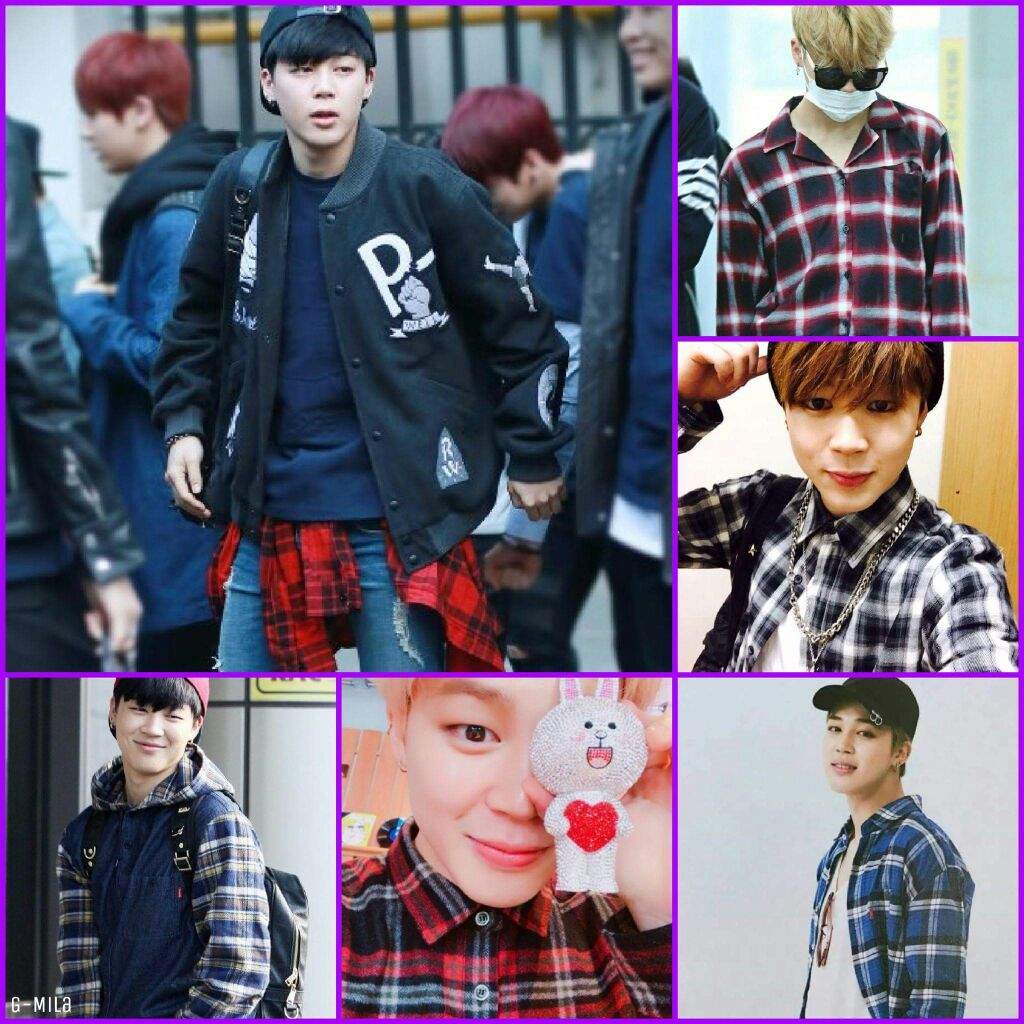 bts wearing plaid shirt