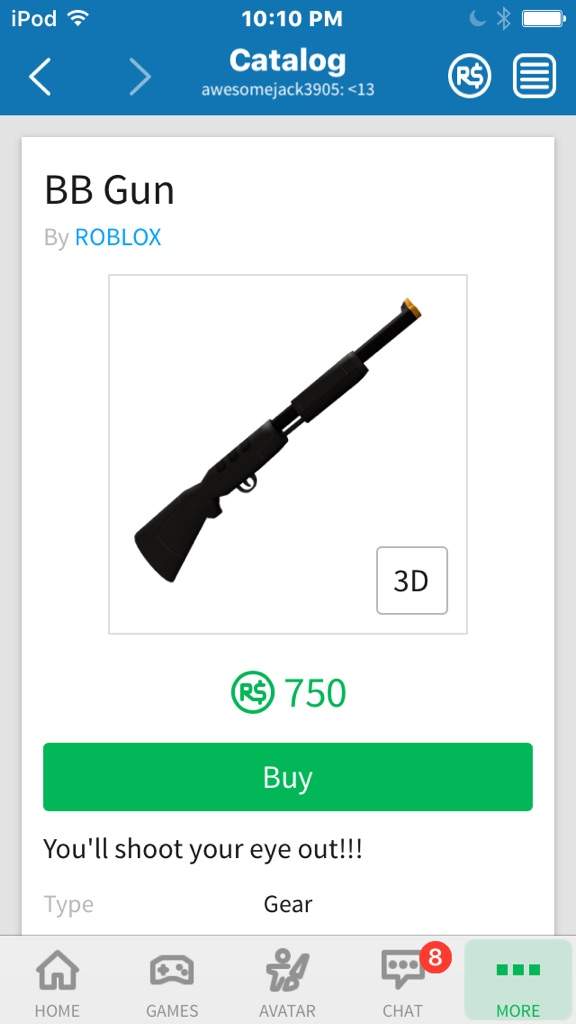 Roblox Gears Gun