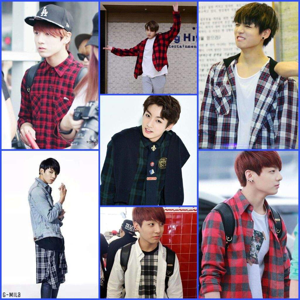 bts wearing plaid shirt