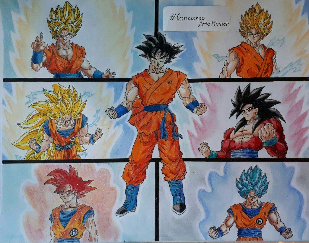 ConcursoArteMaster Dibujo de Goku y todas sus transformaciones | DibujArte  Amino
