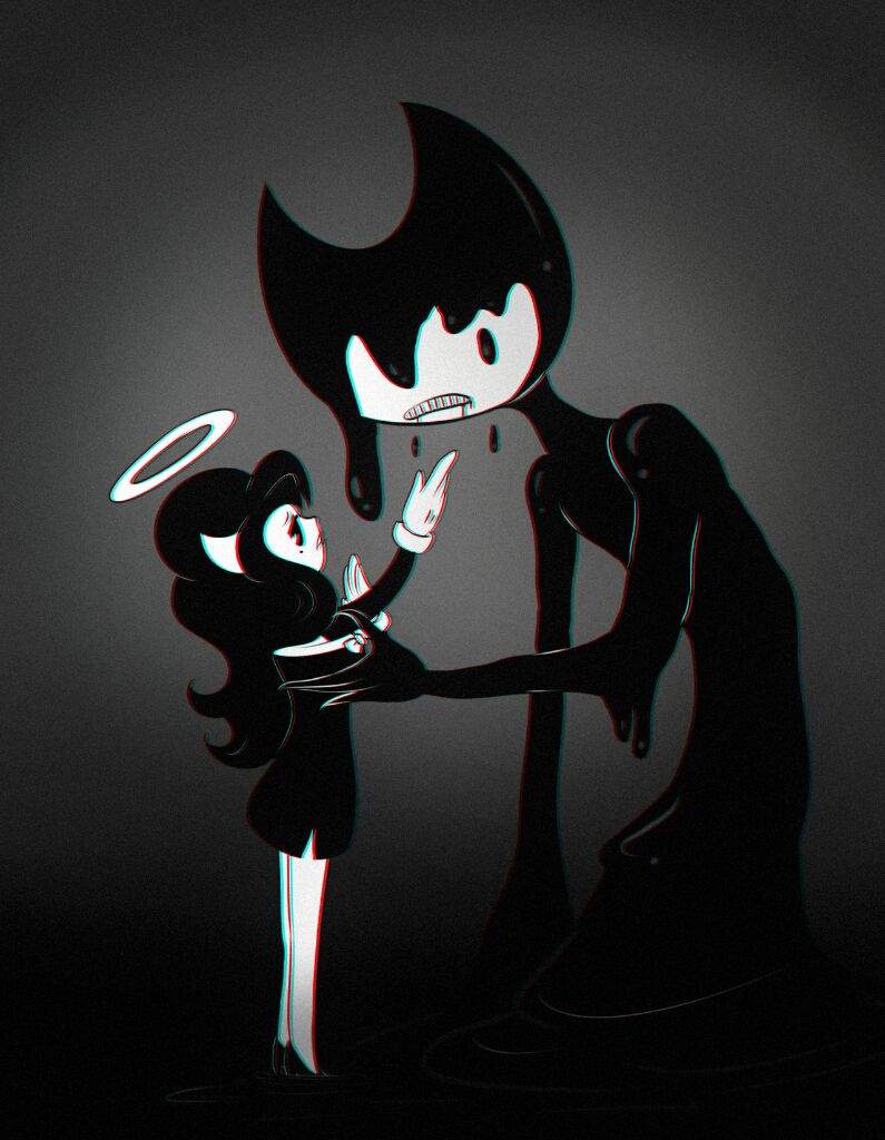 bendy and the ink machine alice angel and bendy fighting