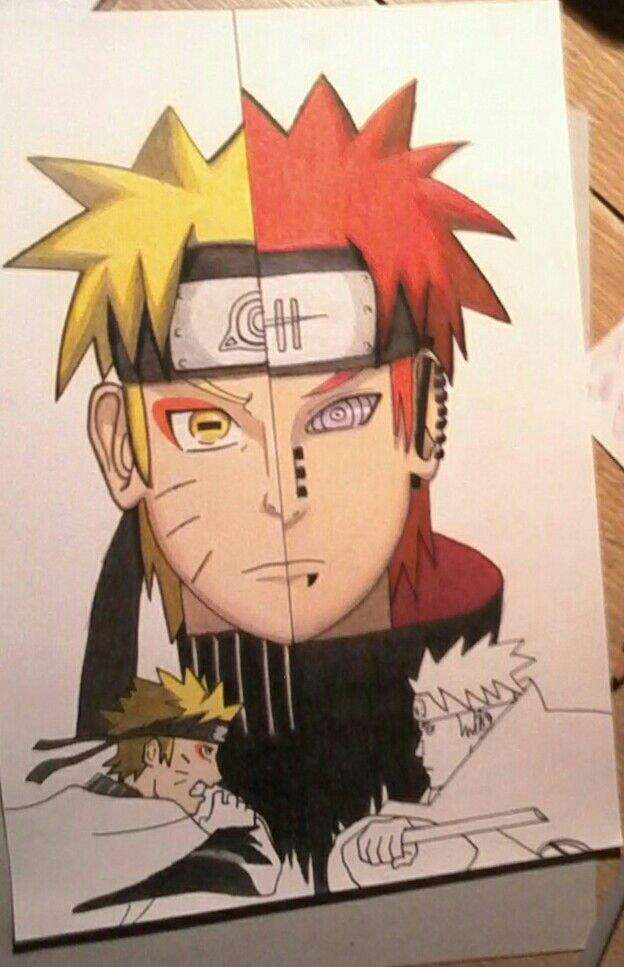 naruto y pain dibujo