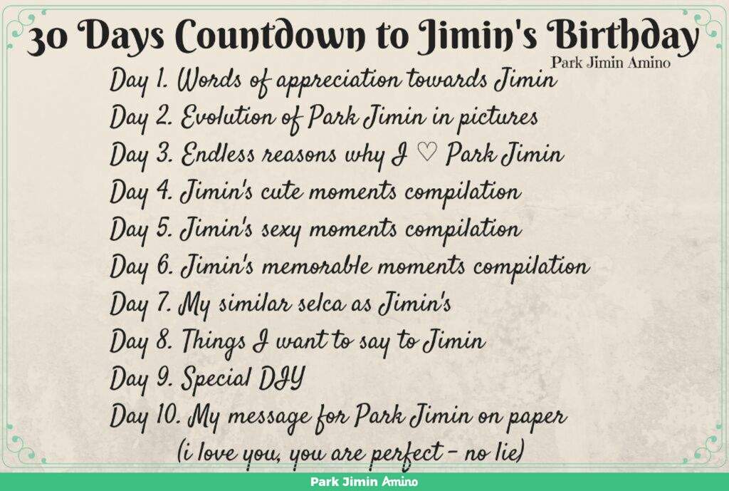 30 Days Countdown to Jimins Birthday | Park Jimin Amino