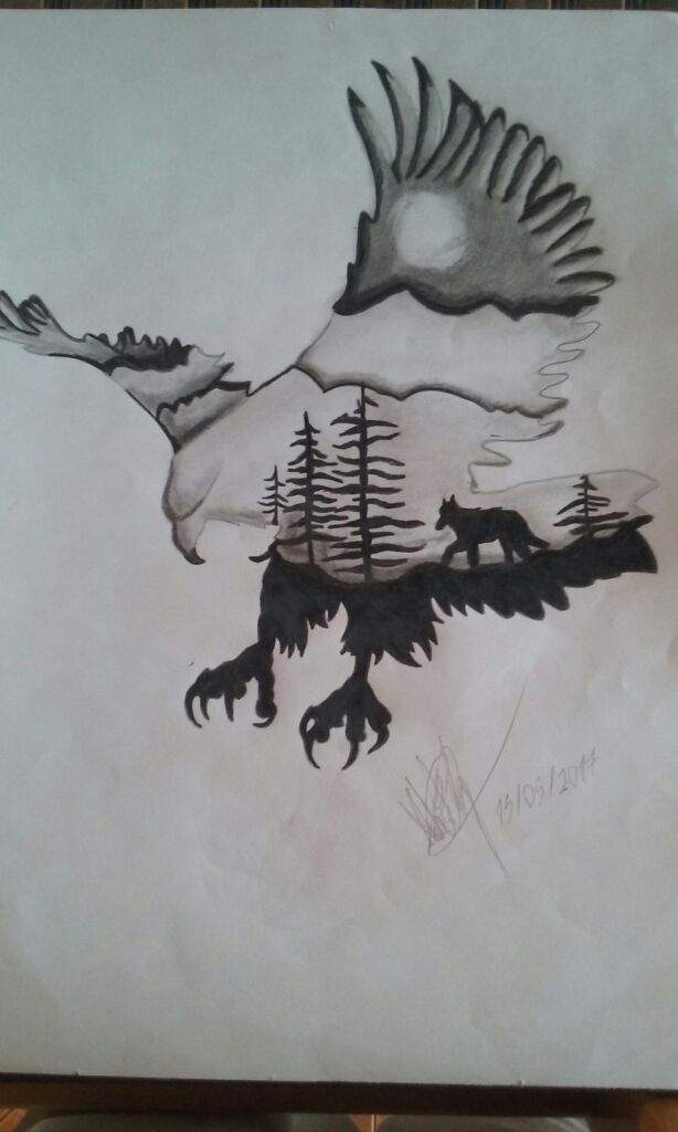 Dibujo paisaje con forma de aguila | DibujArte Amino