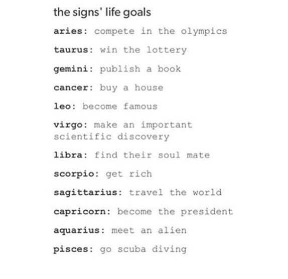 Signs & life goals | Zodiac Amino