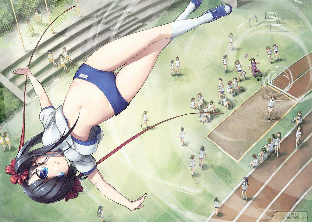 Anime girl in gym uniform