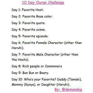 10 day challenge | Ouran Highschool Host Club Amino