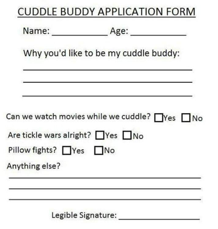 Cuddle Buddies Application Form.