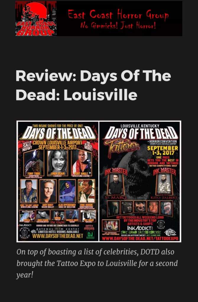 Review Days of the Dead Louisville Horror Amino
