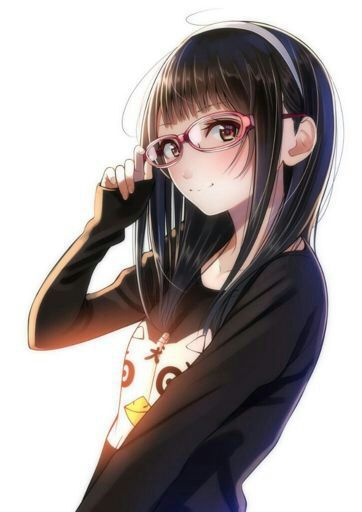 Anime girl with black hair and glasses