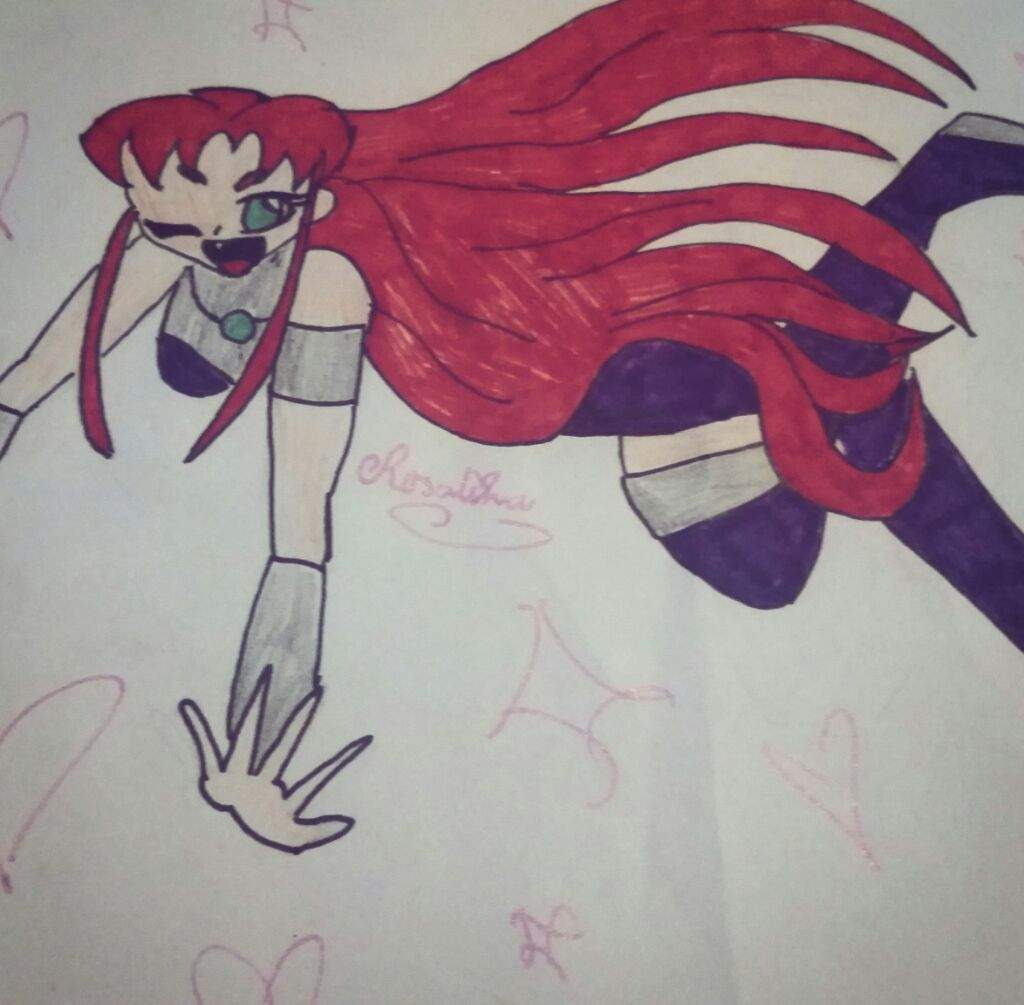 New Starfire drawing. Other image is the reference I used Teen Titans