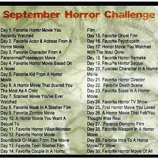 Sept horror challenge | Horror Amino