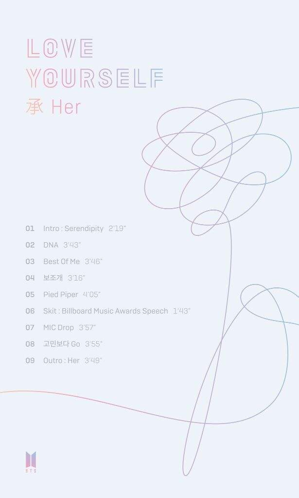 BTS Love Yourself 承 'Her' Tracklist + Album Details | ARMY's Amino