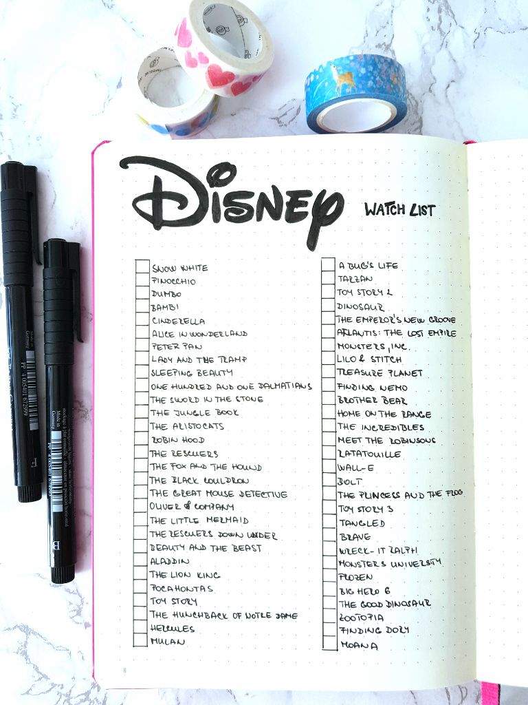 Disney watchlist | Bullet Journal Amino