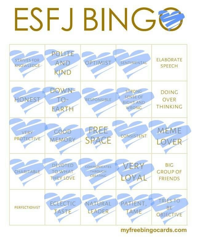 Mbti Bingo Esfj Myers Briggs Mbti Amino 