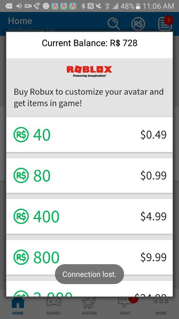 robux on mobile