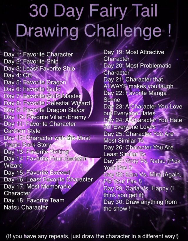 30 Day Drawing Challenge Fairy Tail Amino